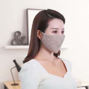Ladies Washable Face Mask Half Sequin