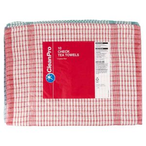Clean Pro 10 Check Tea Towels 46cm x 70cm