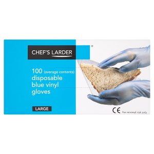 Chef’s Larder Disposable Blue Vinyl Gloves Large